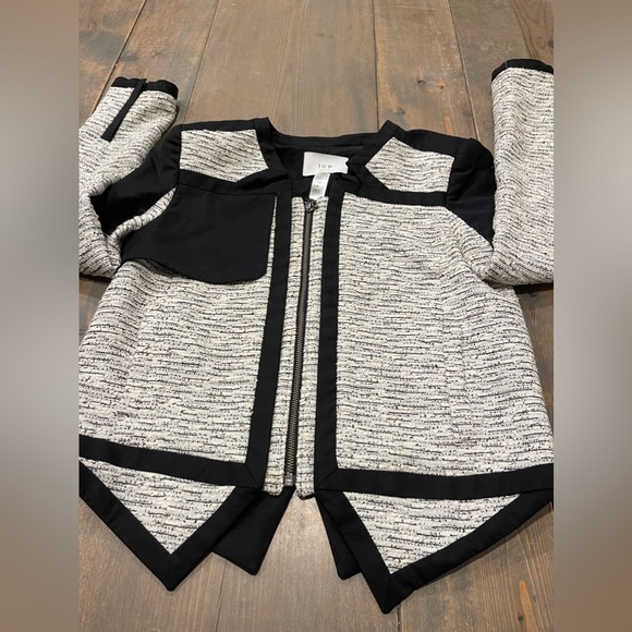 ICB New York Women’s Long Sleeve Full Zipper Black & White Lined Blazer Jacket 4 - Picture 2 of 10